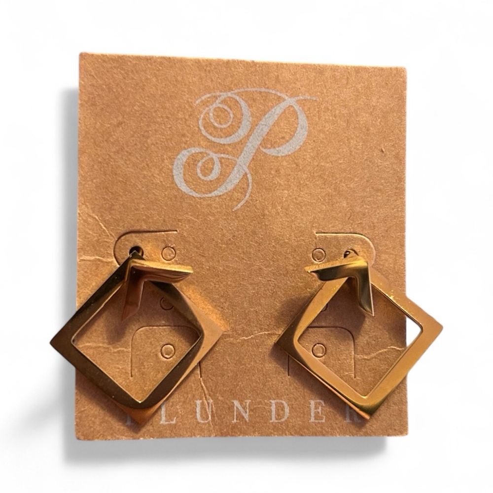 Plunder Gold Square Drop Earrings